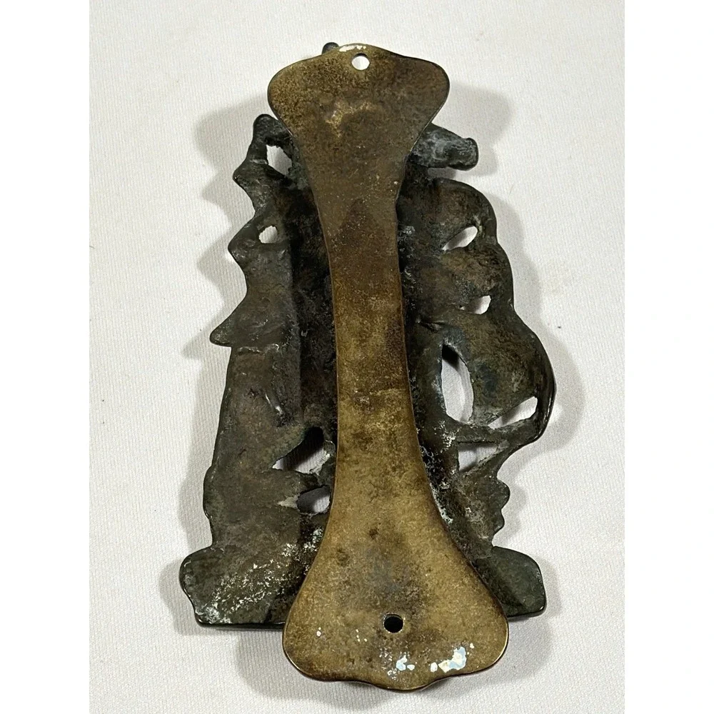 Antique Brass HMS Revenge Ship Door Knocker Nautical Coastal Galleon Decor